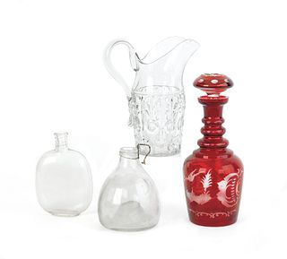 Four pieces of miscellaneous glass to include ruby