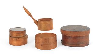 Three pantry boxes, 19th c., together with a woodi