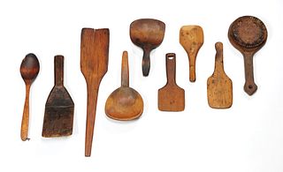 Miscellaneous woodenware, 19th c., to include hand