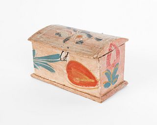 Painted pine ditty box, 19th c., 2 1/2" h., 3 3/4"
