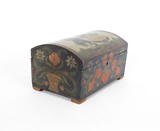 European painted dome lid box, late 19th c., 6 1/2