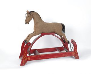 Rocking horse on painted swing base, late 19th c.,