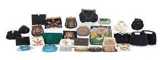 Collection of purses, many beaded.