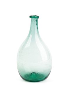 Blown green aqua glass bottle, 19th c., 8 1/2" h.