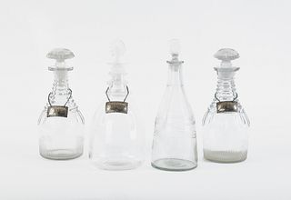 Four colorless glass decanters, 19th c., tallest -