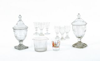 Collection of colorless glass to include a Stiegel