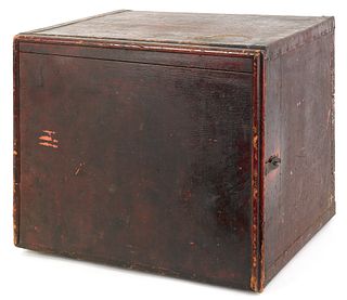 Painted lock box with drawers, 19th c., 16" h., 19