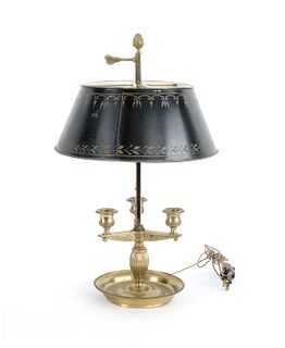 French brass boullette lamp, 20th c., 18" h.