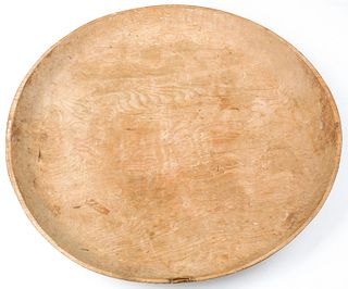 Large shallow wooden bowl, 19th c., 3 3/4" h., 35"