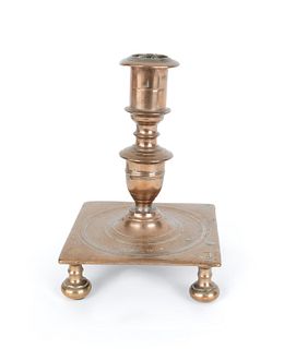 Continental bell metal candlestick, 17th c., 7" h.