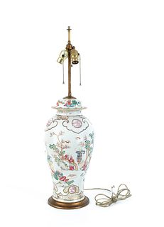 Chinese export porcelain table lamp, 19th c., 18 1