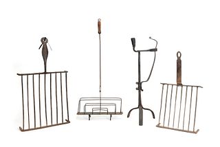 Group of wrought iron hearth equipment, 19th c., f