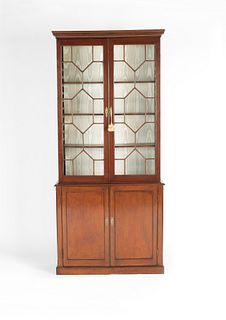 George III style mahogany two-part bookcase, 89" h