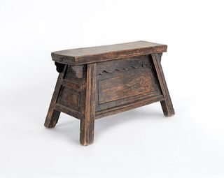 Walnut two-drawer stool, 10" h., 16" l.