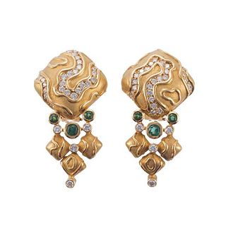 Turi 18k Gold Diamond Tourmaline Earrings