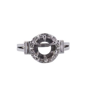 Midcentury Platinum Diamond Ring Mounting