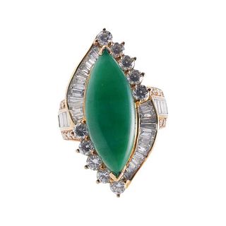 18k Gold Diamond Jade Ring