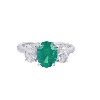 GIA 1.00ctw F VS1 1.66ct Emerald 18k Gold Ring