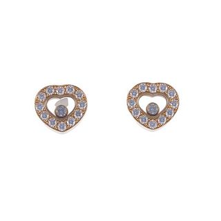 Chopard Happy Diamond Heart Gold Stud Earrings