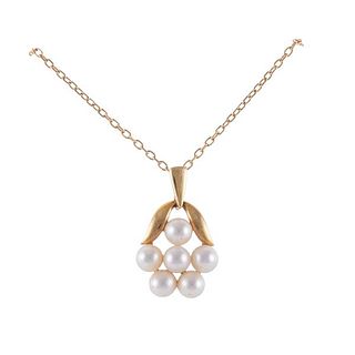 Mikimoto 18k Gold Pearl Pendant Necklace 