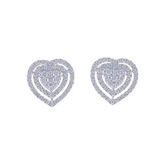 Rhapsody Platinum Diamond Heart Stud Earrings