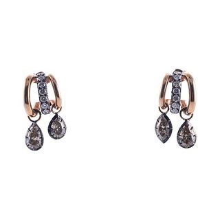 18k Rose Blackened Gold Diamond Earrings