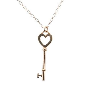 Tiffany &amp; Co 18k Gold Key Pendant Necklace