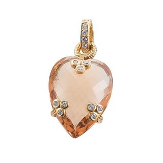 Judith Ripka 18k Gold Quartz Diamond Heart Pendant