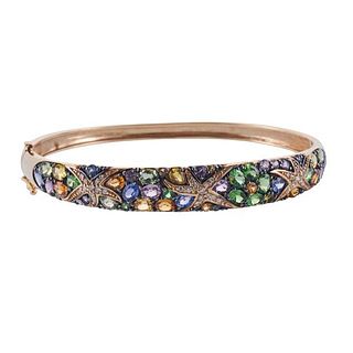 Effy 14k Gold Diamond Multi Sapphire Bangle Bracelet