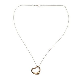 Tiffany &amp; Co Peretti 18k Gold Open Heart Pendant Necklace 