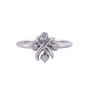 Tiffany &amp; Co Schlumberger Platinum Diamond X Ring