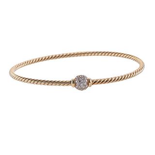 David Yurman Solari Bead Station Diamond Gold Bracelet