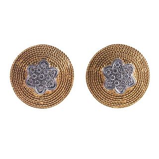 1960s 18k Gold Diamond Earrings