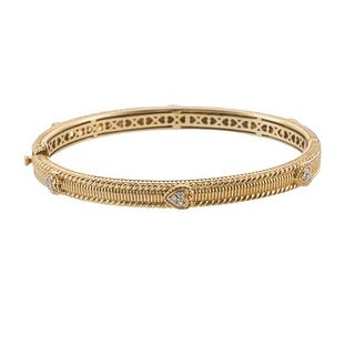 Judith Ripka 18k Gold Diamond Bangle Bracelet 