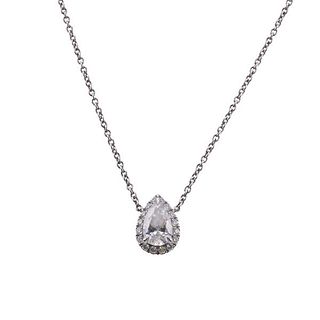 Harry Winston GIA 0.50ct D VVS2 Pear Diamond Platinum Necklace