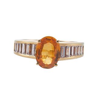 18k Gold 1.75ct Yellow Sapphire Diamond Ring
