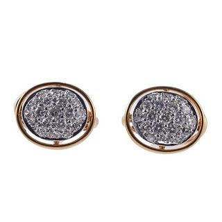 14k Gold Diamond Oval Earrings