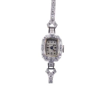 Concord 1950s Midcentury Platinum Gold Diamond Lady&#39;s Watch