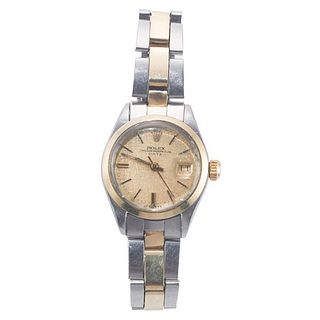 Rolex Date Two Tone Linen Dial Ladies Watch 6916