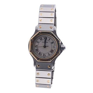 Cartier Santos 18k Gold Steel Watch 187903