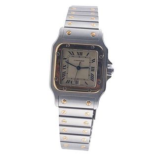Cartier Santos Galbee 18k Gold Steel Quartz Watch 187901