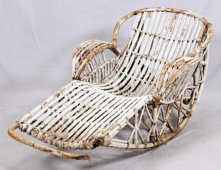 ANTIQUE WICKER CHAISE LOUNGE EARLY 20TH C.