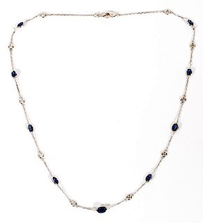 5.2CT SAPPHIRE AND DIAMOND YARD NECKLACE