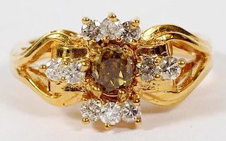 .42CT FANCY BROWN AND WHITE DIAMOND RING