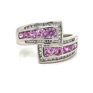 14k Pink Sapphire Diamond Ring