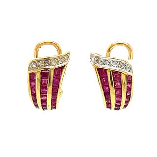 18k Ruby Diamond Earrings