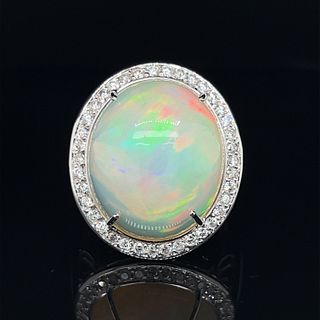 18k Australian Opal Diamond Ring