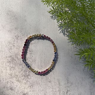 18k Multicolor Sapphire Tennis Bracelet 