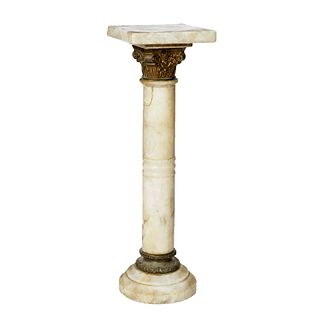 Antique Classical Corinthian Greco-Roman Marble Pedestal & Bronze Mounts, c1890