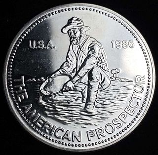 1986 Engelhard The American Prospector Proof 1 ozt .999 Silver